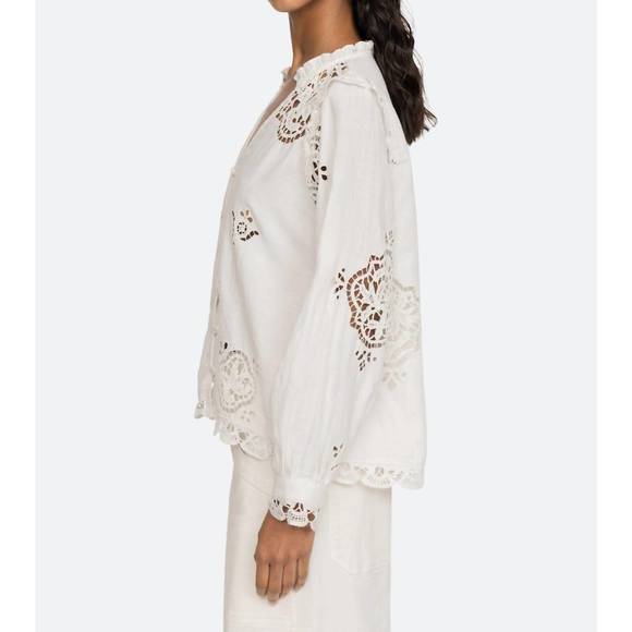 NEW SEA edith embroidery long sleeve top in white - Picture 2 of 4